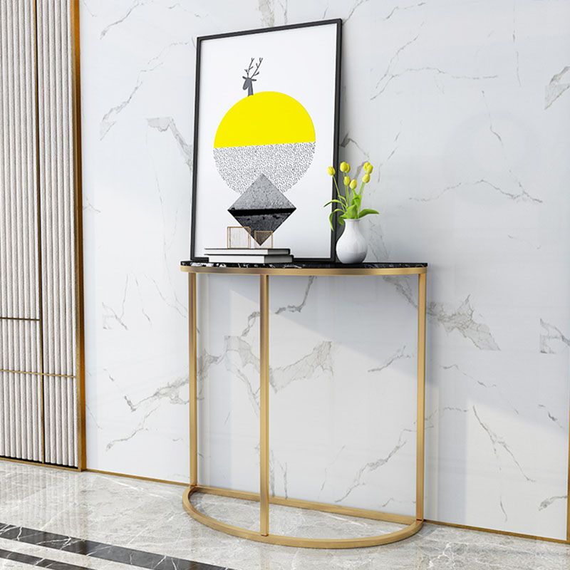 Glam Marble Console Table Half Moon Stain Resistant Accent Table for Hall