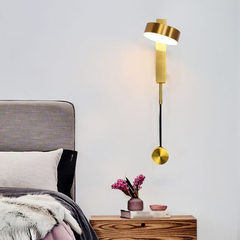 Round Shade Metal Wall Sconce Modern Style 1 Light Wall Mount Light Fixture