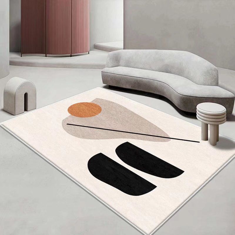 White Modern Rug Polyester Color Lump Rug Washable Rug for Drawing Room