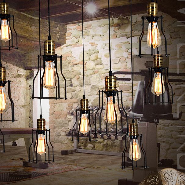 Spider metalen hanglamp armatuur industrieel retro restaurant plafond hang licht in zwart