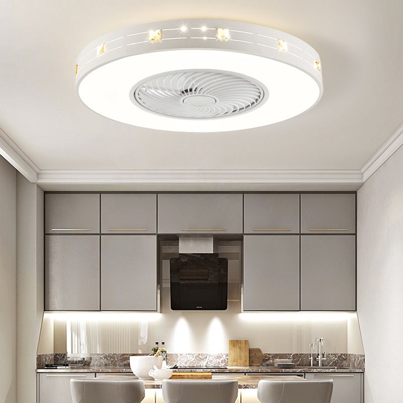 Ventola rotonda Light Light MODER MODER MODER METAL 1 Luce Luce Light in bianco