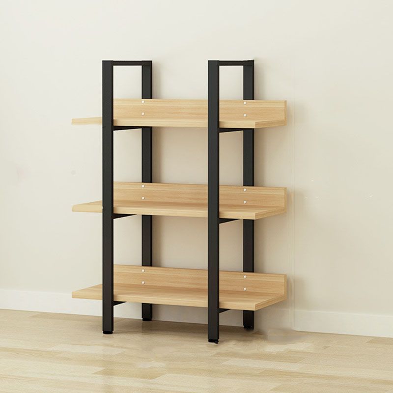 Contemporary Metal and Wooden Bookshelf Open Shelf Bookcase with Shelves