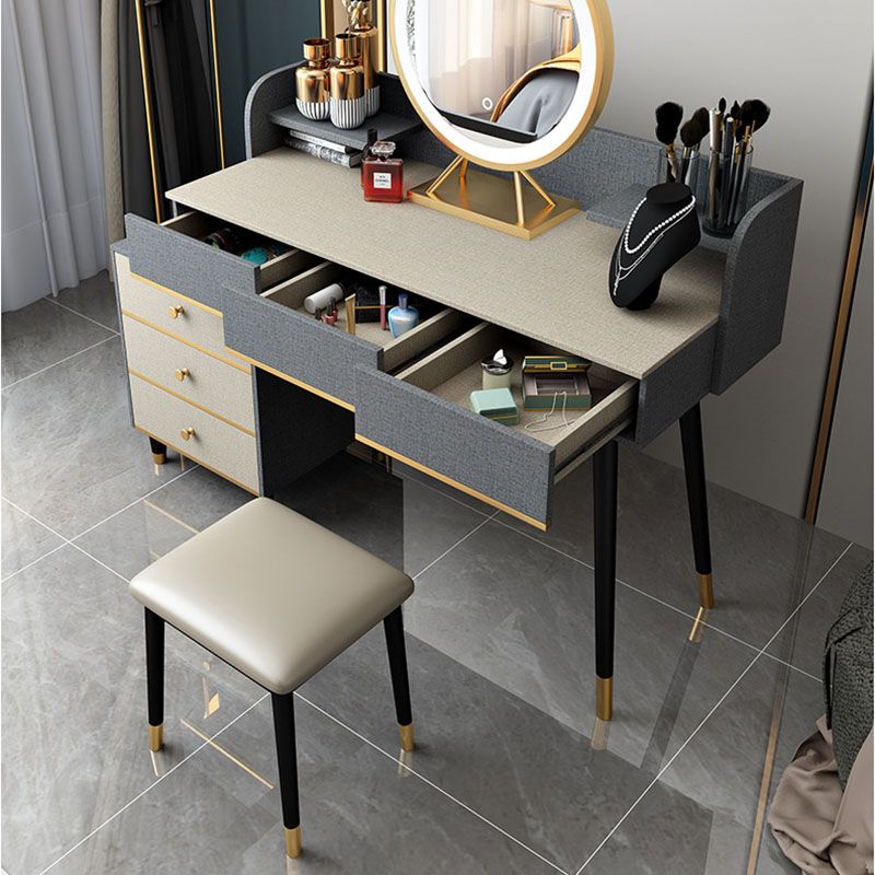 Make-up Vanity With Drawer Wooden with Makeup Table and Stool Glam