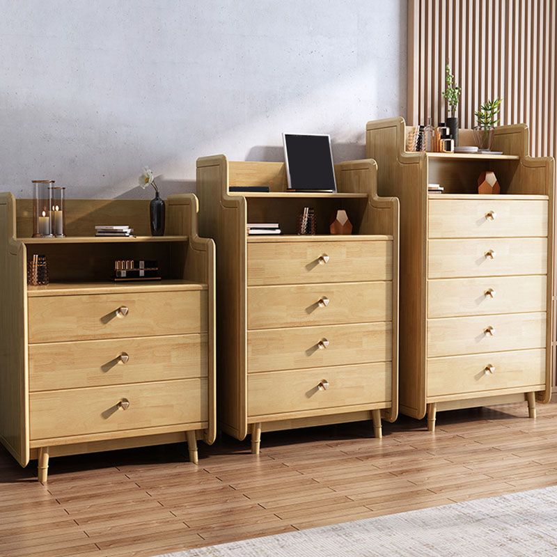 Glam Vertical Solid Wood Storage Chest Bedroom Chest with Drawers