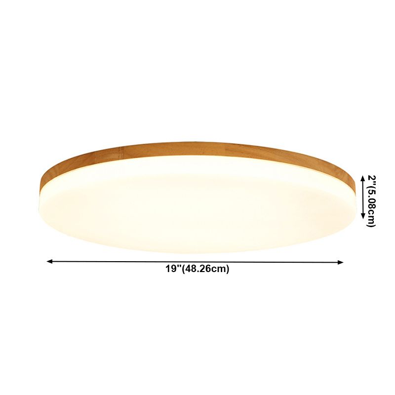 LED-plafondlamp met ronde vorm, modern hout, 1 licht, inbouw voor gangpad-eetkamer
