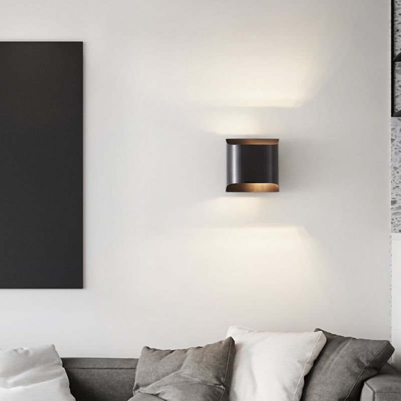 Contemporary 1/2-Light Golden/Black Wall Mounted Sconce Shaded Metal Wall Light