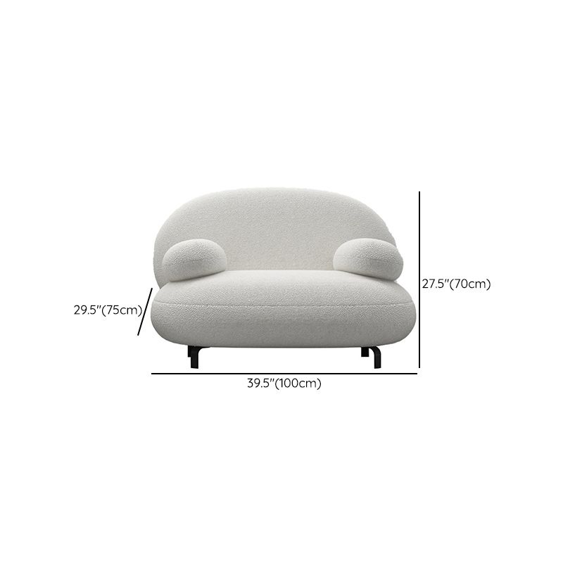 Modern 27.55" H White Wool Pillow Top Arm Sofa for Living Room