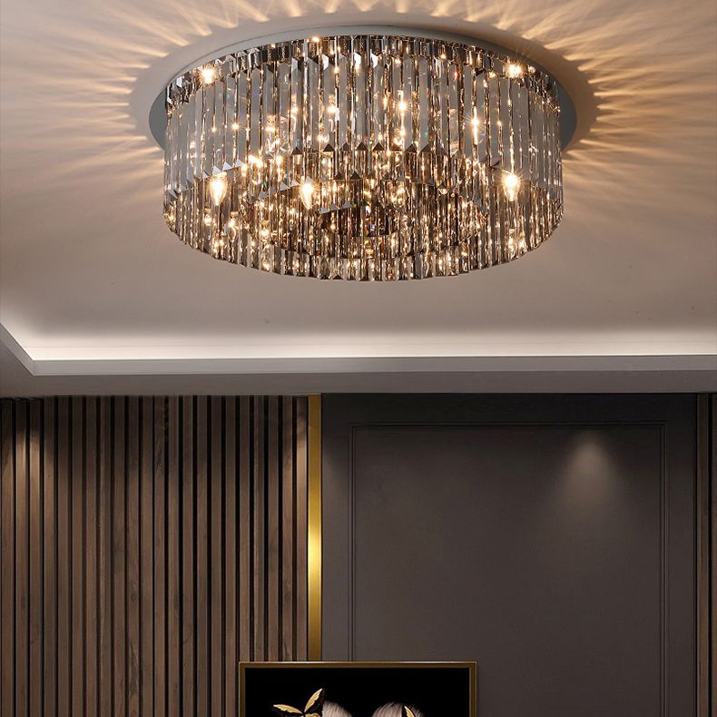 Plafonnier en cristal simple et moderne, en acier inoxydable, forme géométrique, montage encastré