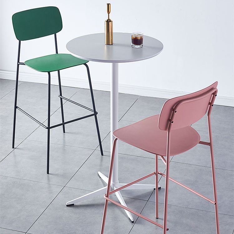 Scandinavian Backrest Counter Bar Stool Plastic Rectangle Counter-height Stool
