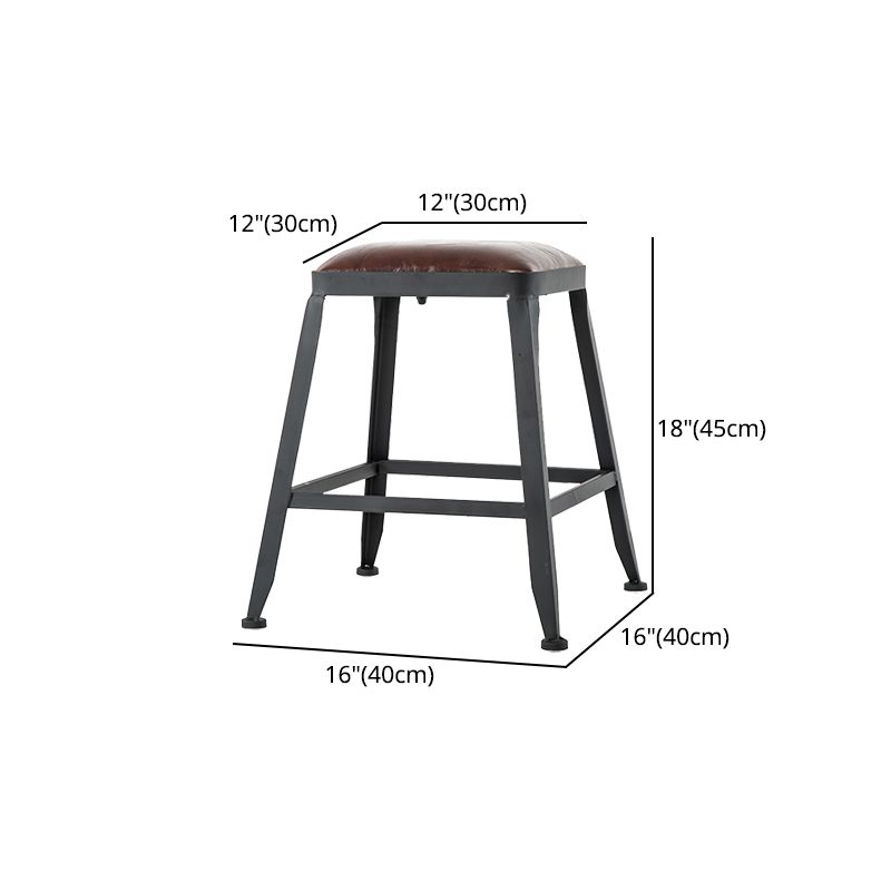 Industrial Armless Backrest Counter Stool Iron Cafe Bar Stool with Leather Cushion