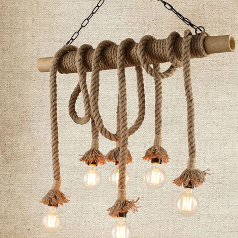 Industrial Style Island Lights Metal 3/6/8 Lights Pendant Light in Brown