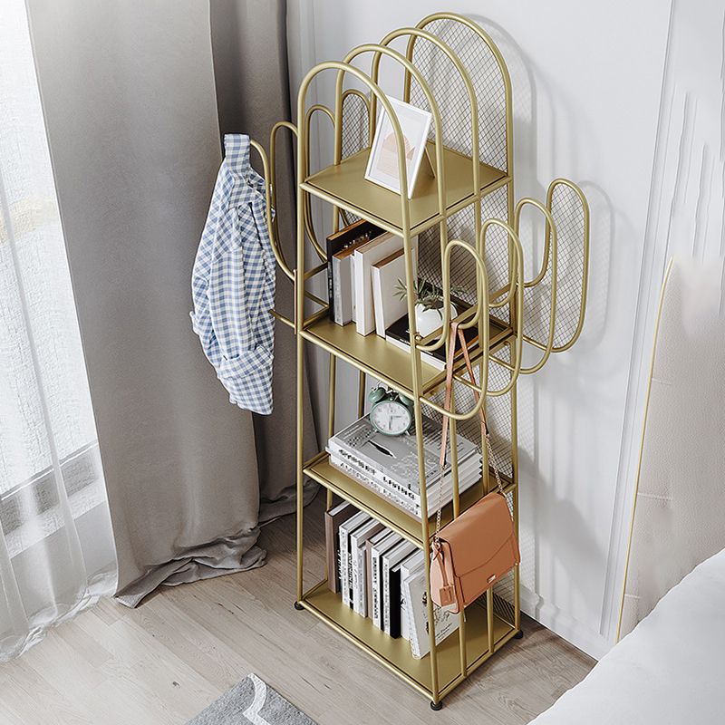 Scandinavian Geometric Bookcase Metal Closed Back Bookshelf with Shelves