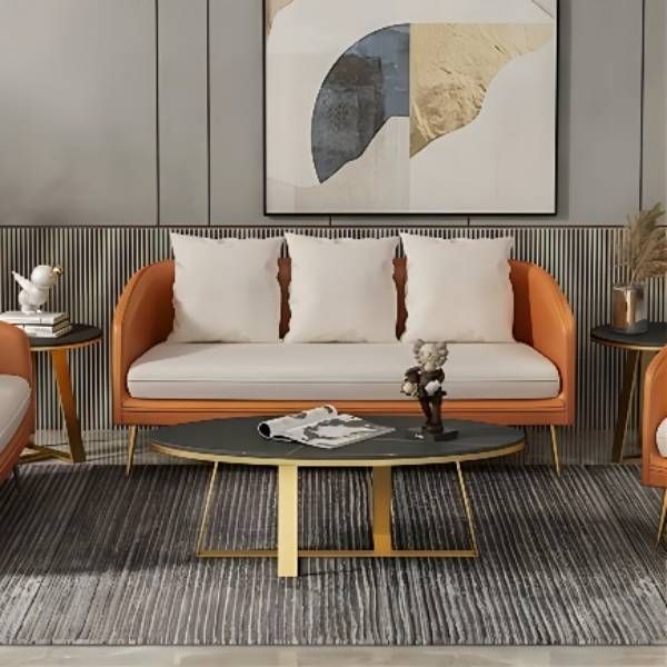Faux Leather 27.56" W Tight Back Sofa for Living Room, Apartment