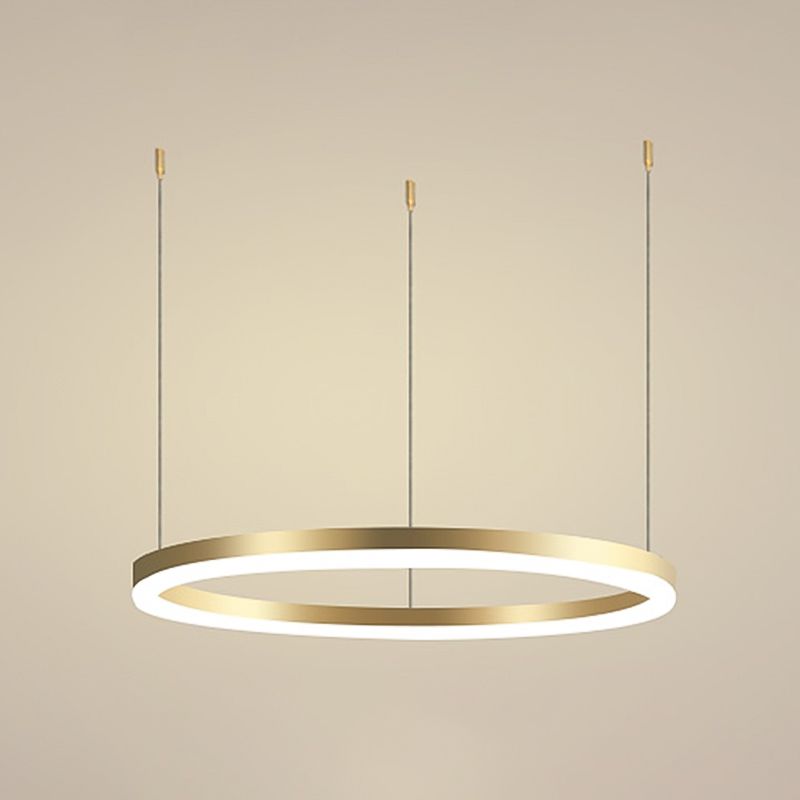 Contemporary Circle Shape Pendant Chandelier Metal 1-Light Pendant Lighting in Gold