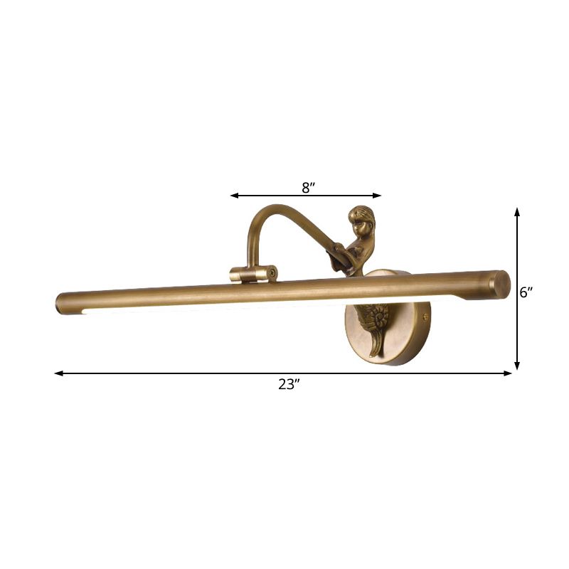 Black/Antique Brass Tube Vanity Lighting Classic Metal LED 14"/18"/23" W Bathroom Wall Light