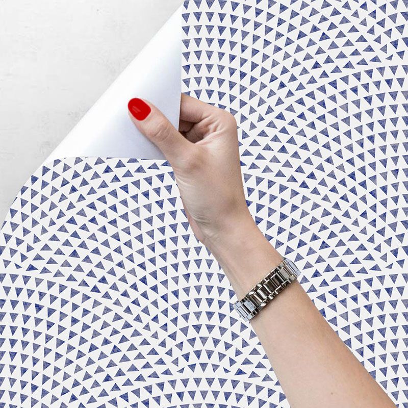 Pastel Blue Geometries Wall Covering Moisture-Resistant Wallpaper for Accent Wall, Easy to Remove