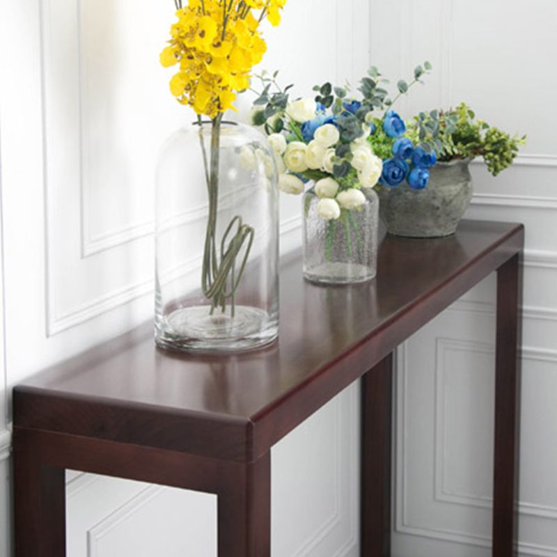 Rectangle Solid Wood Console Table Pine Wood Accent Table for Hall