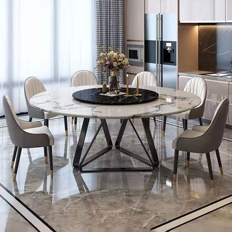 Round 1/4/5/7/9 Pieces Modern Furniture Standard Height Dining Room Table Set with 3 Legs