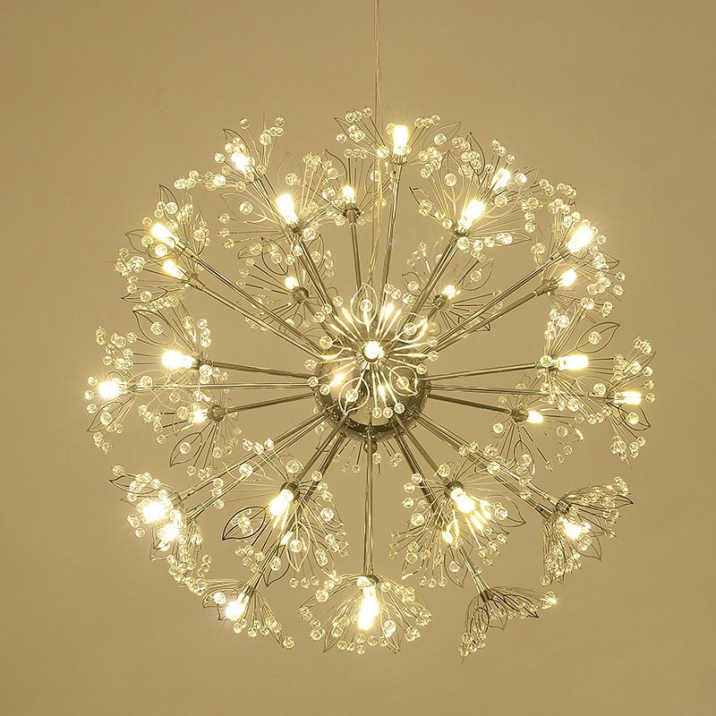 Modern Style Chandelier Light Crystal Sphere Multi Head Pendant Light for Living Room