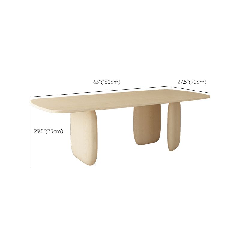 3 Legs Dining Table Modern Style Pine Wood Table for Kitchen