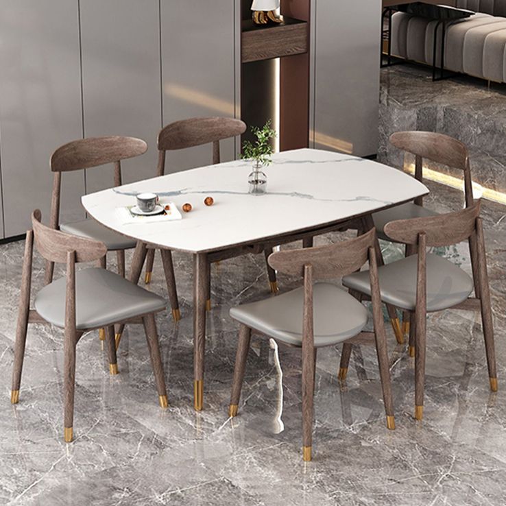 Modern Dining Set 1/4/7 Pieces Folding Dining Table with Open Back Dining Side Chairs