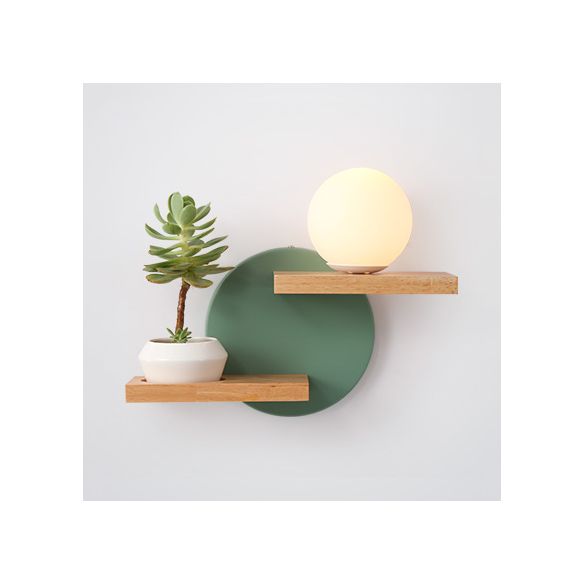 Beige piccola casa da parete 1 luce leggera adorabile luce di legno con scaffale per la camera da letto dei bambini