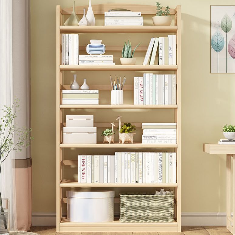 Modern Solid Pine Wood Bookcase, Natural, Open Bookshelf for Living Room
