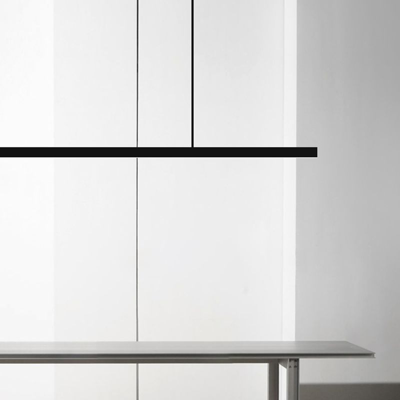 Minimalism Hanging Light Black Linear Island Light Fixture for Dining Room