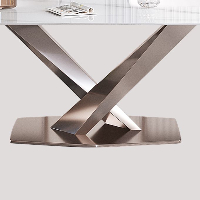 Mesa de comedor estándar Glam, mesa de comedor rectangular con tapa de piedra sinterizada para cocina