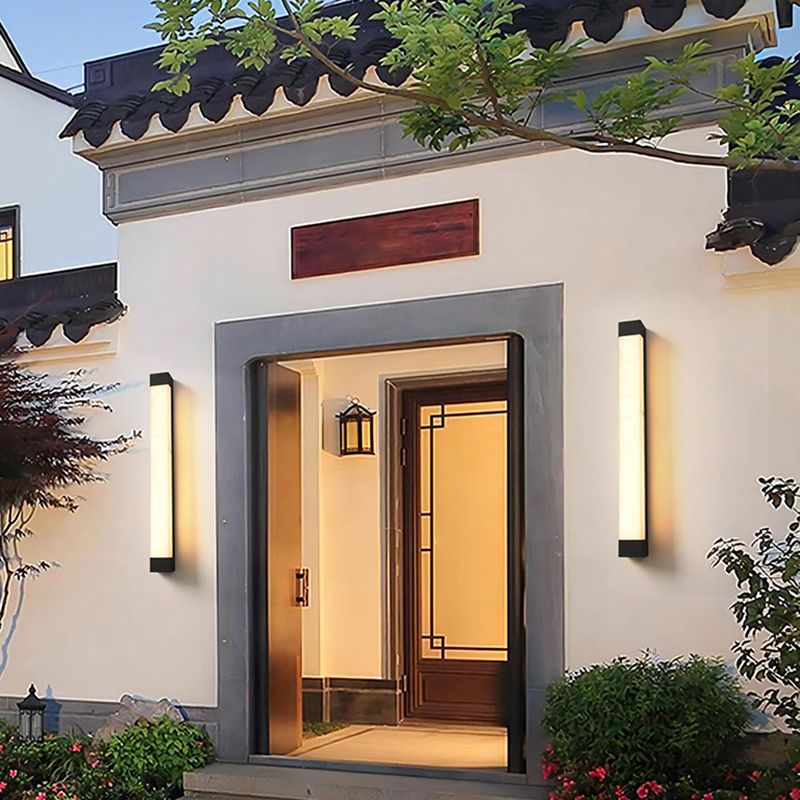 Rectangle Shade Wall Sconce Contemporary Outdoor Wall Light Fixture for Courtyard