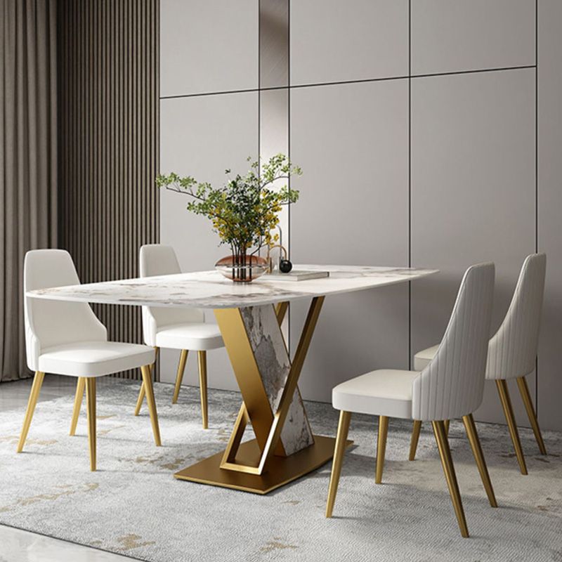 Luxurious Sintered Stone Top Dining Set Rectangular 1/4/5/7 Pieces Dining Room Table Set