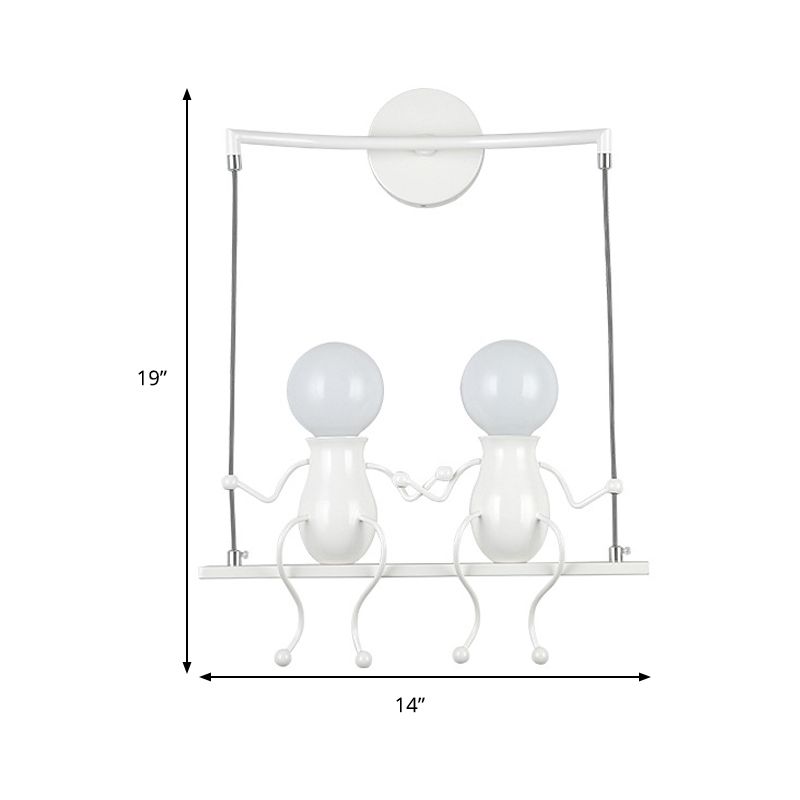 Zwart/wit/rode kleine mensen SCONCE LICHT METAL Kids 2 Lichten Wandverlichtingsarmatuur voor woonkamer