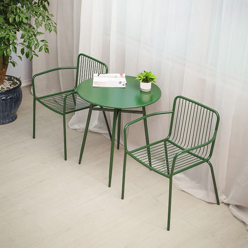 Metal Green Industrial End Table Water Resistant Iron Side Table