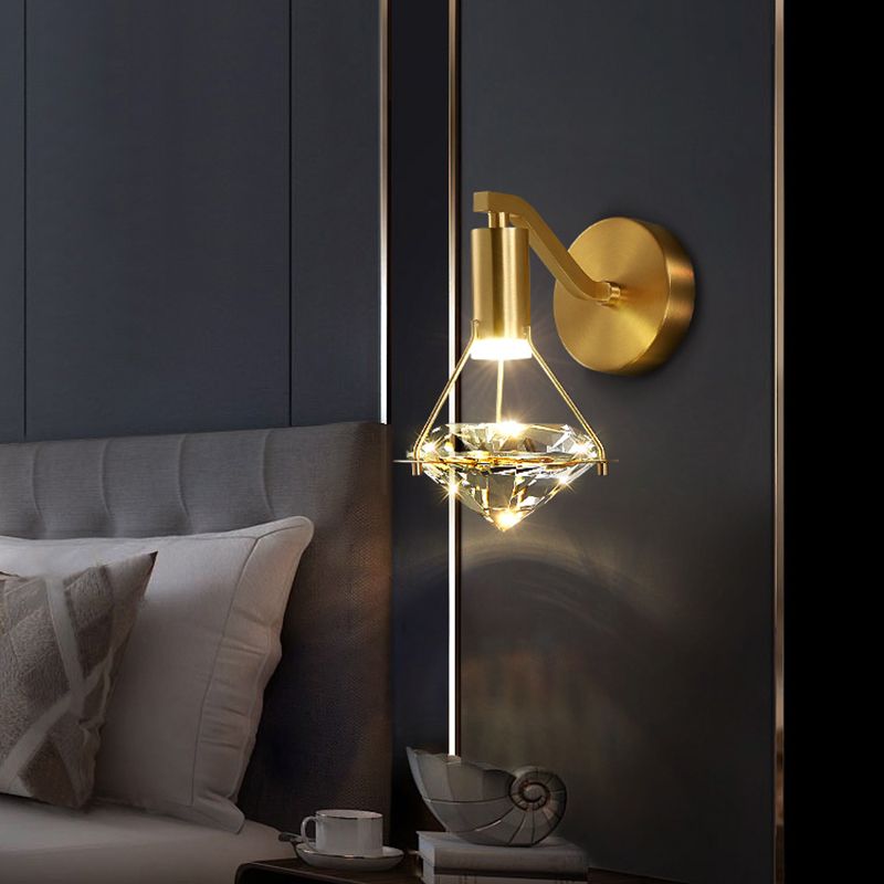 Diamond Sconce Wall Light Modern Luxury Style Crystal 1 Light Sconces