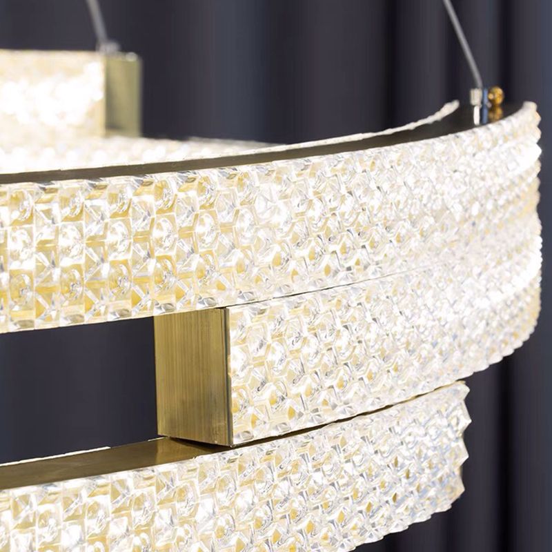 LED Gold Kitchen Island Pendant Oval Metal & Acrylic Ceiling Lighting Fixture