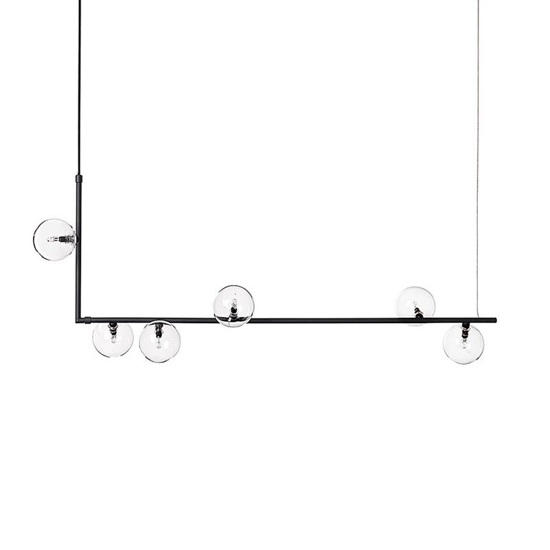 Modernism Globe Shaded Ceiling Light Black Kitchen Island Lighting for Room