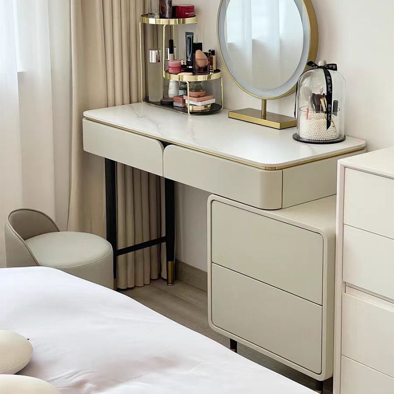Rock Slate Off-white Dressing Table with 4 Drawers Metal Base