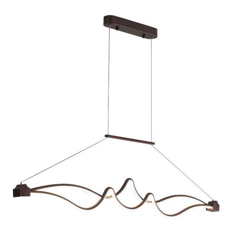 Espresso lineares LED -Insellicht im modernen prägnanten Aluminium -Anhänger Licht mit Acrylschatten