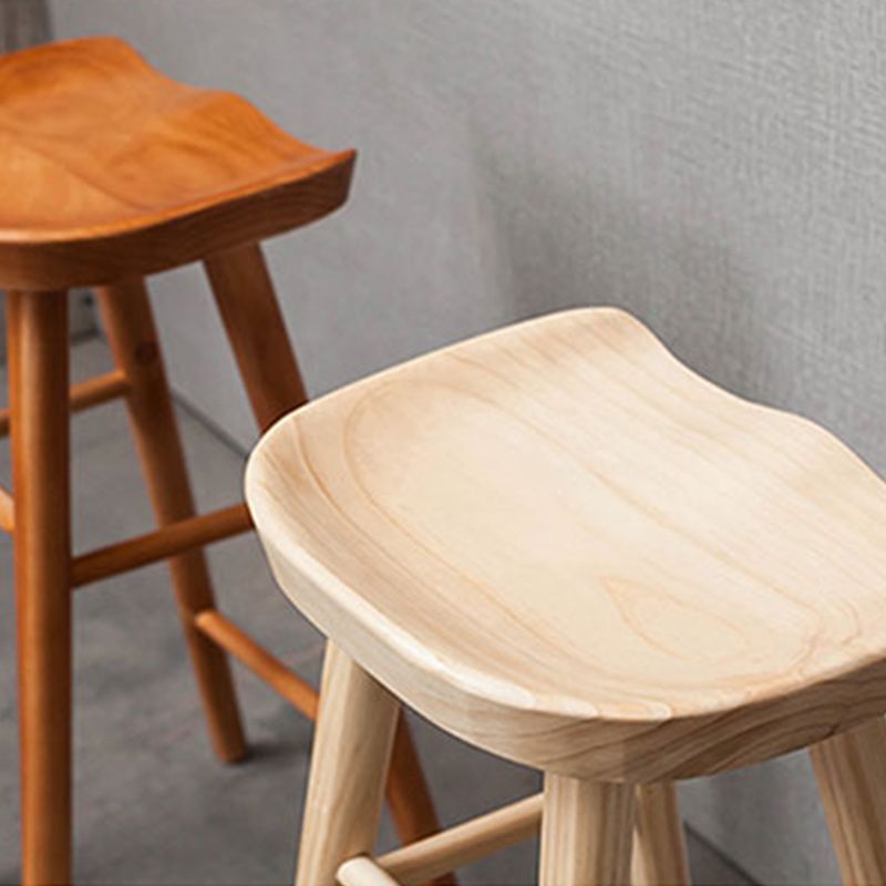 Solid Wood Indoor Counter Chair Saddle Seat Backless Counter Bar Stool