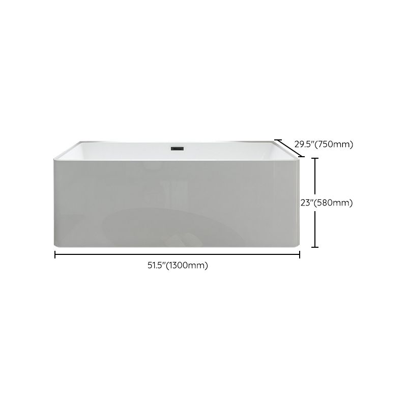 Rectangular Freestanding Back to Wall Bathtub Modern Acrylic-Fiberglass Bath Tub