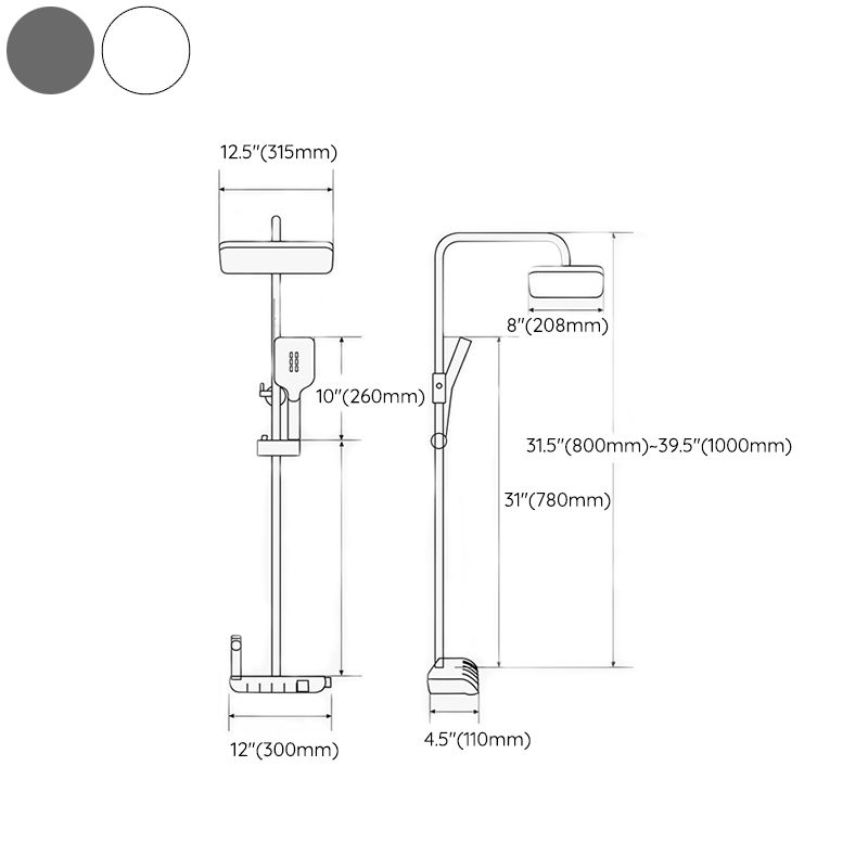 Modern Adjustable Water Flow Shower Faucet Square Shower Hose Shower System on Wall