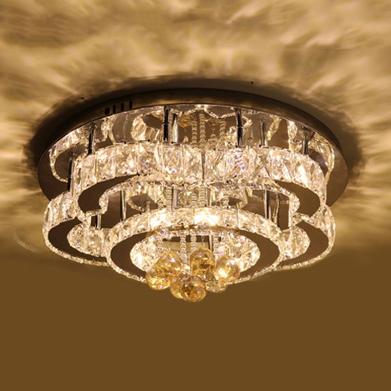 Crystal Chrome Affiolo a scarpone lampada a filo a 2 livelli/cerchio modernista LED a filo illuminazione a montaggio