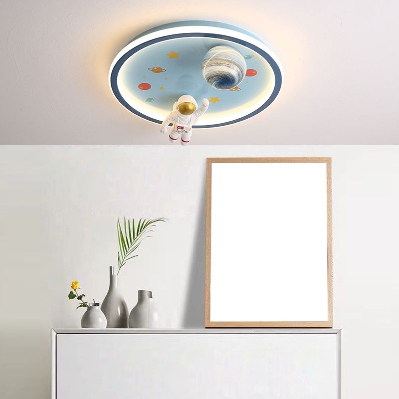 Plafonnier LED en acrylique bleu à 1 lumière, plafonnier arrondi créatif pour chambre d'enfant