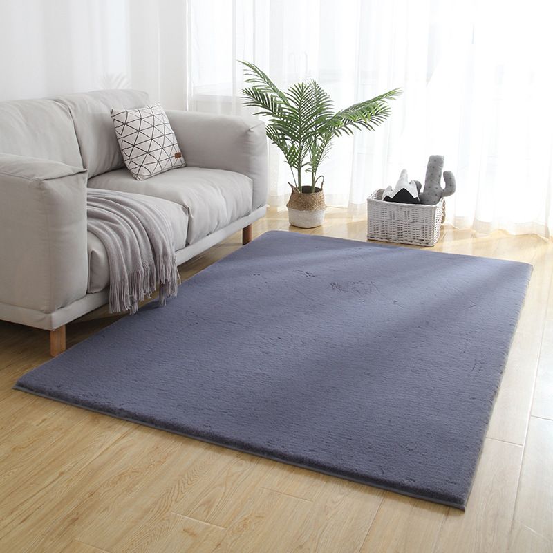 Simple Indoor Rug Solid Color Polyester Area Carpet Stain Resistant Area Rug for Home Decor