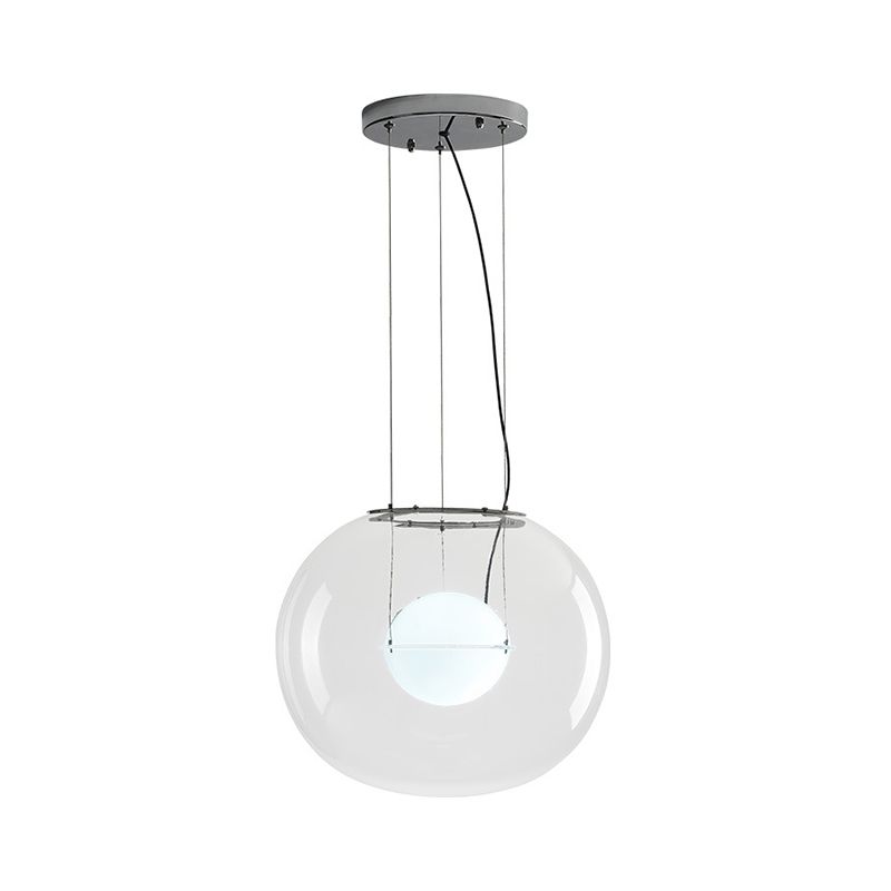 Postmoderne double globe hanglight wit/rood/rookgrijs glas 1 bol keuken hanglamp met buitenkant acryl schaduw, 12 "/16" w