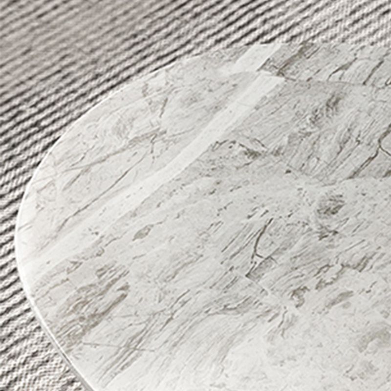 Luxurious 3 Legs Elliptical Stone Coffee Cocktail Table in White/Grey