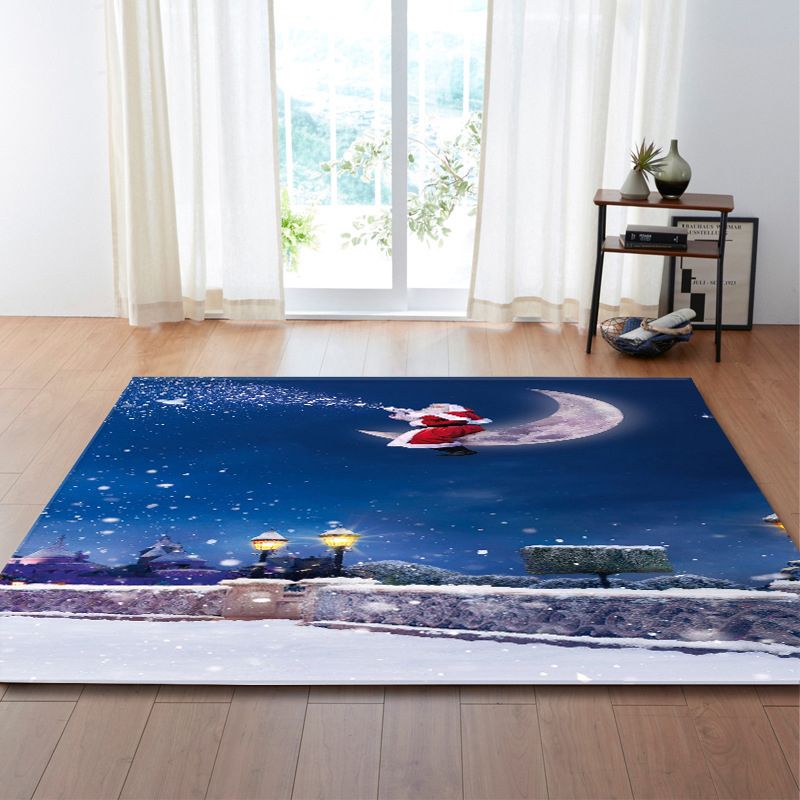 Red Modern Carpet Polyester Santa Claus Carpet Non-Slip Backing Carpet for Home Decor