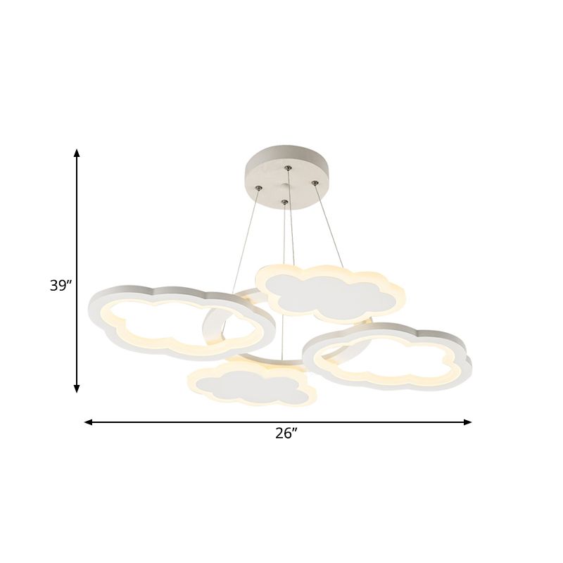 Cloud Ceiling Pendant Light Nordic Acrylic LED White Chandelier Lamp for Bedroom, Warm/White Light