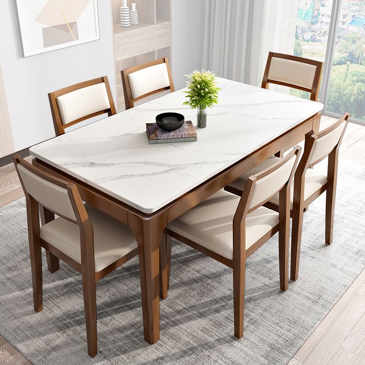 White Stone Table Mid-Century Modern Dining Table with 4 Legs