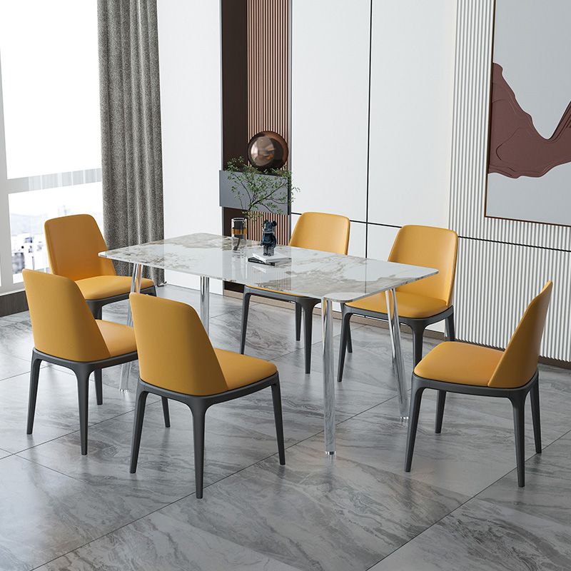 Sintered Stone Dining Table Modern Rectangle Dining Table with Acrylic Base for Home Use